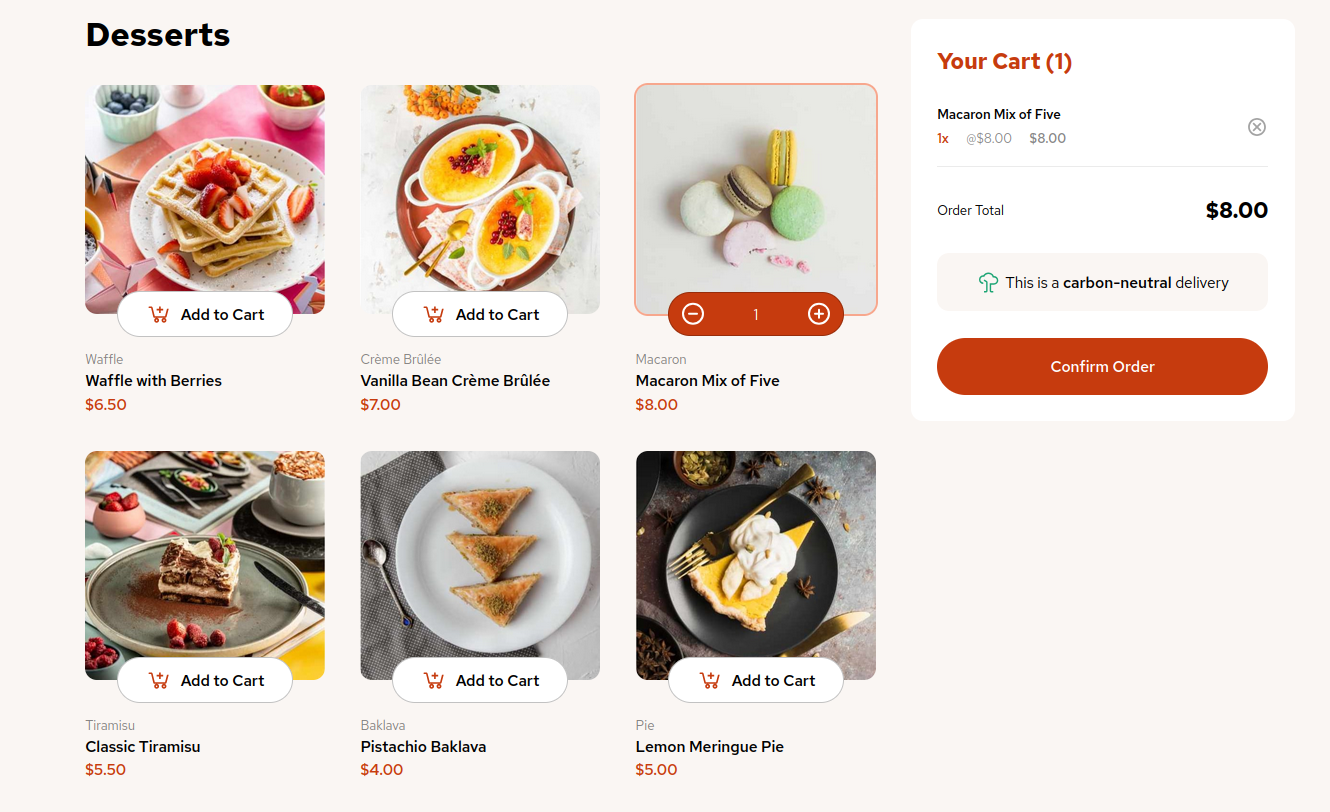 Shopping Cart (Frontend Mentor Challenge)